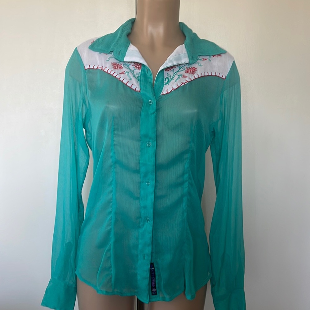 RU- Sherry Cervi, Embroidered, buttons down long sleeve size sz  Womens shirt